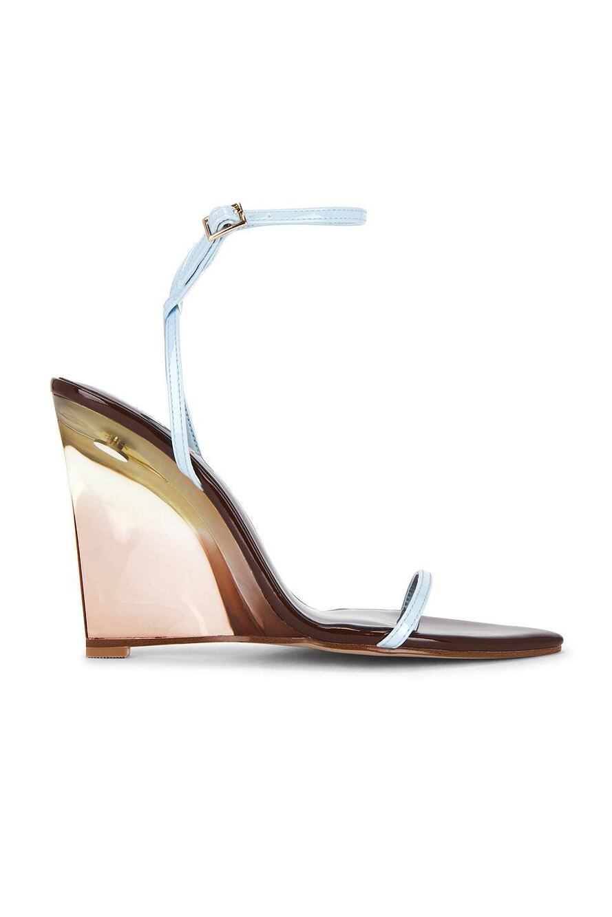 FEMME LA x REVOLVE Andx Wedge Sandal in Chocolate Brown & Blue Sorbet